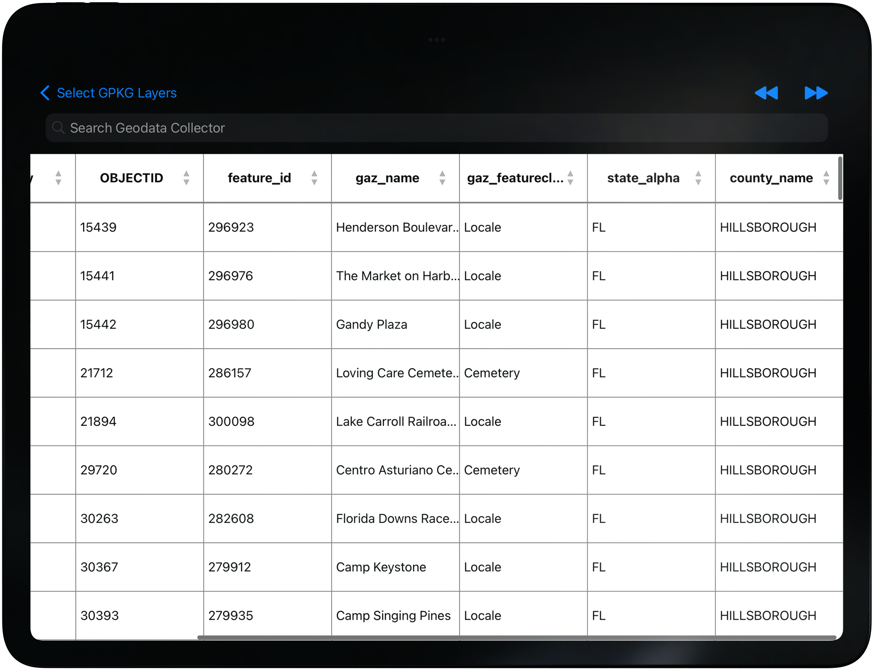 Attribute grid with search