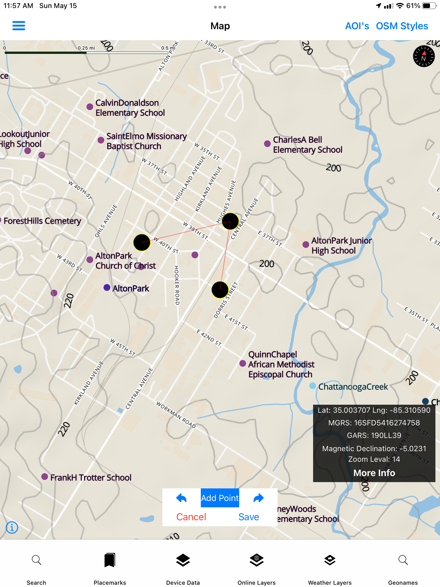 Line and point capture on topographic map