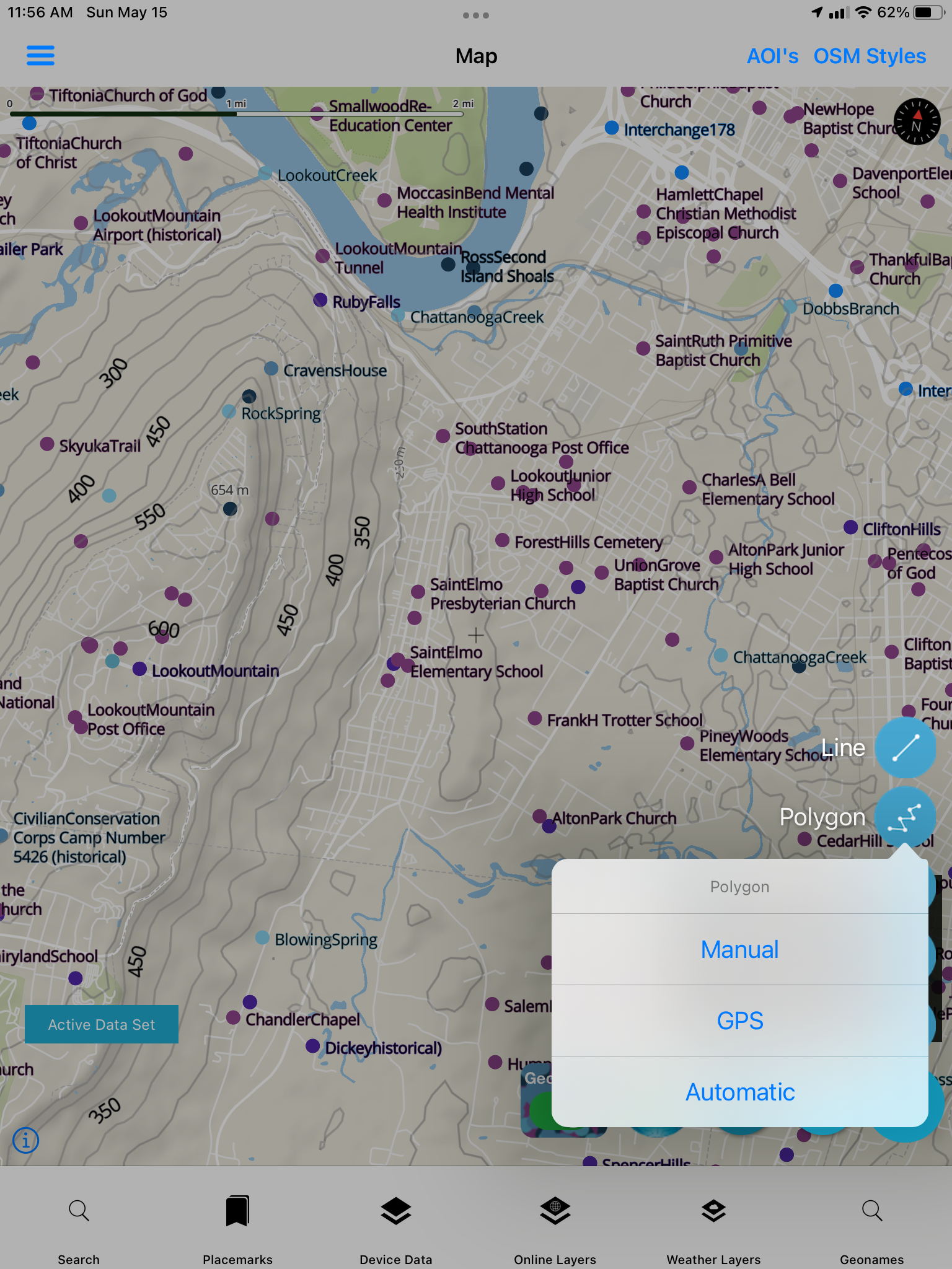 Polygon digitizing Manual GPS Automatic