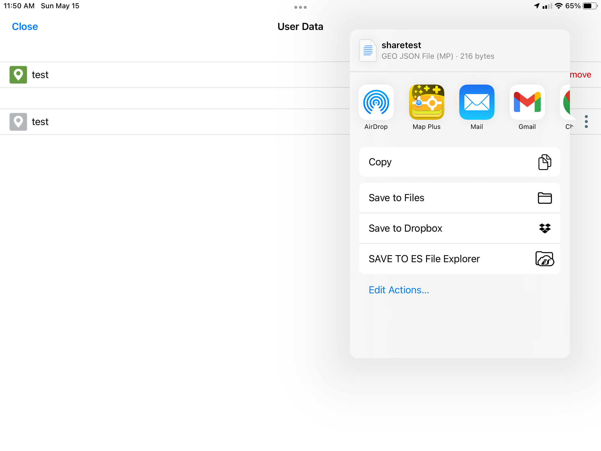 Share GeoJSON via iOS share sheet