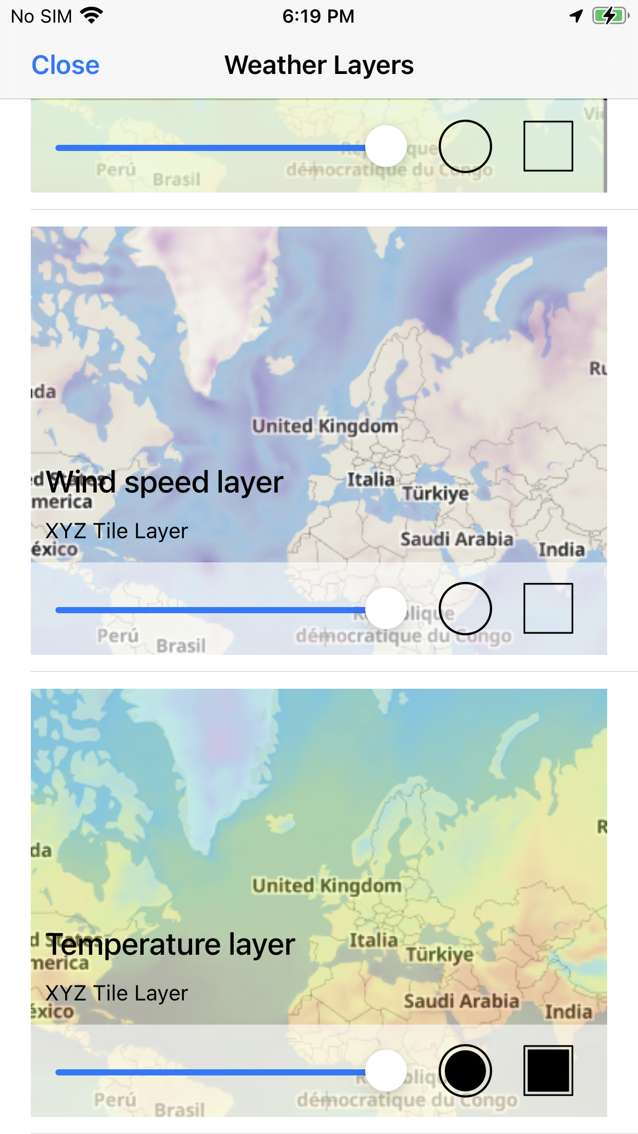 Weather screen — additional view